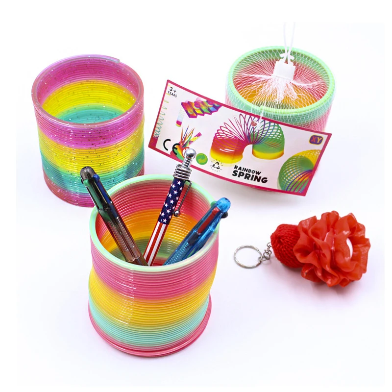 

1pc hot sale magic large rainbow circle multiple changes multiple play children's spring ring toys