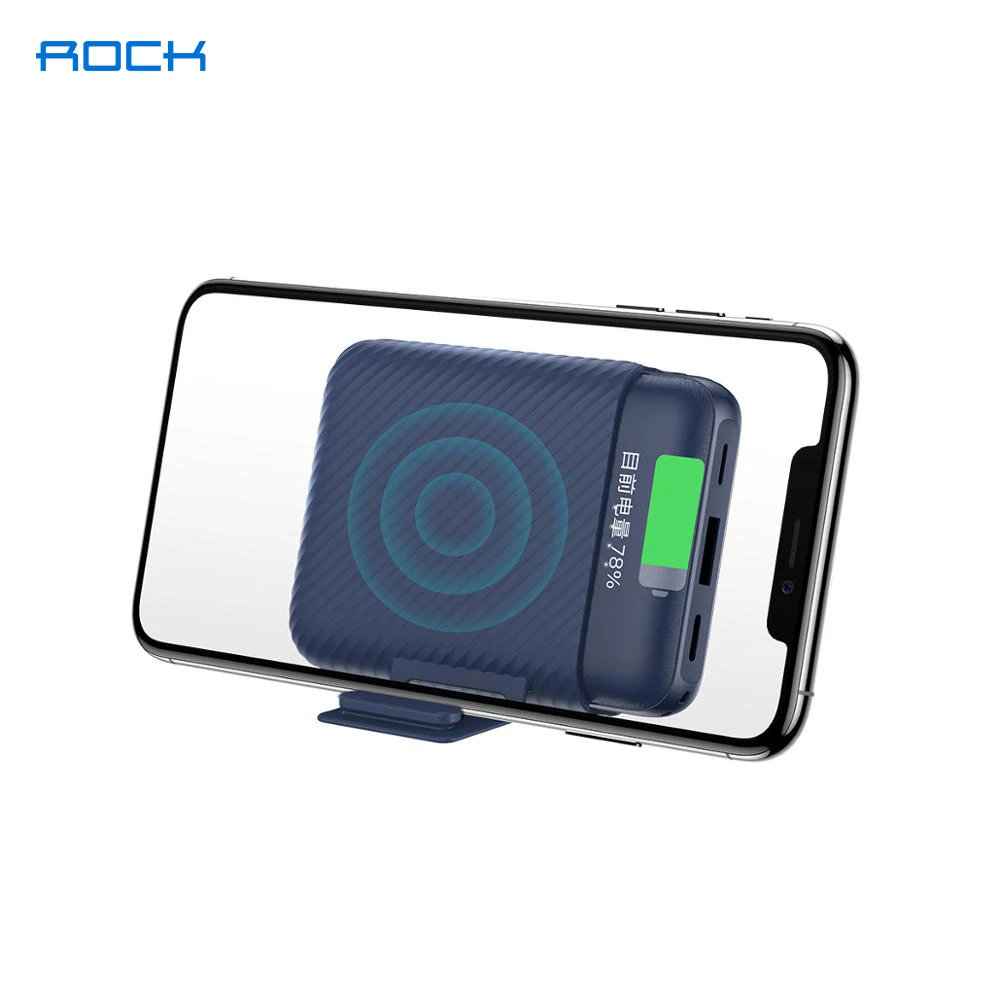 ROCK 10000 мАч Qi Беспроводное зарядное устройство Внешний аккумулятор для iphone 11 SE X