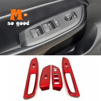 

2020 2021 For Honda Fit Jazz ABS Red Car Door Armrest Window glass Lift Control Switch Cover Trim Car Styling Accessories 4pcs