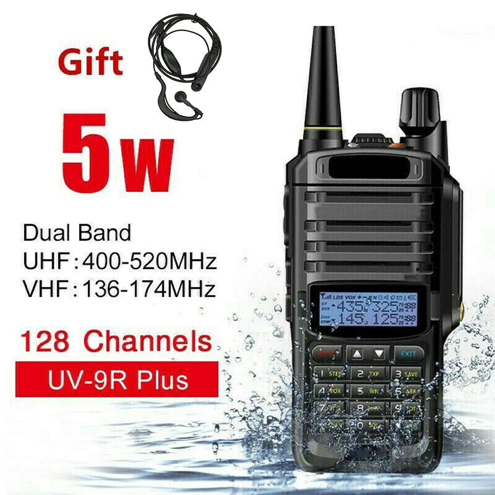 UV-9R Plus портативная рация 15 Вт VHF UHF двухсторонняя Двухдиапазонная рация портативная Водонепроницаемая уличная морская рация