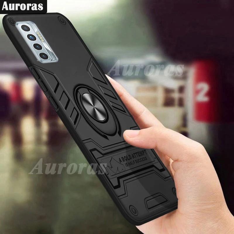 Ударопрочный армированный чехол Auroras Rhinoceros для TECNO Camon 17 P с кольцом на палец