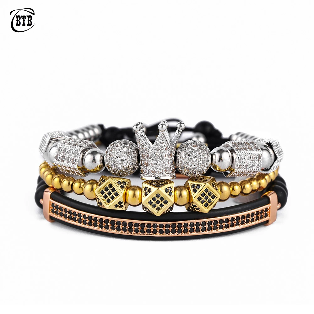 Браслеты в стиле хип хоп для магнитной терапии украшения с кубиками виде короны