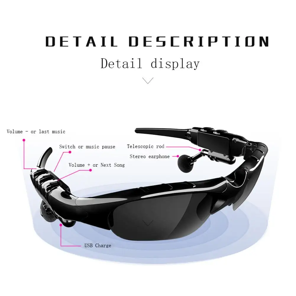 X8S Bluetooth Sunglasses Headset Outdoor Glasses Earbuds Music with Mic Stereo Wireless earphone for iPhone Samsung xiaomi mi4 5