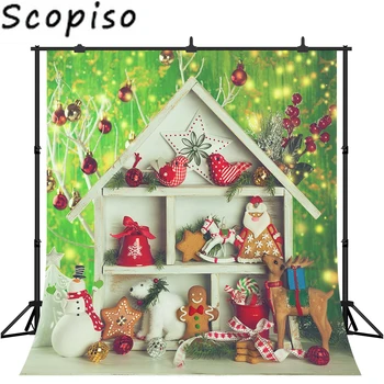

Scopiso Wooden Background for Christmas Party Decor Photography Xmas Gift Bear Elk Snowman Photo Backdrop Studio Props