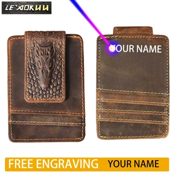 

2020 Original New Cattle Men male Vintage leather Card Holder Case Magnet Money Clip Slim Mini Handy Pocket Wallet Purse 1058-d
