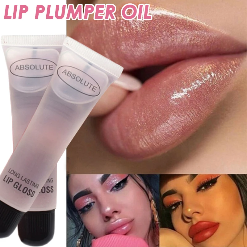 Sexy Clear Lip Oil Moisturizer Lip Gloss Long Lasting Liquid Lipstick Big Lips Pump Transparent gloss Clear Oil