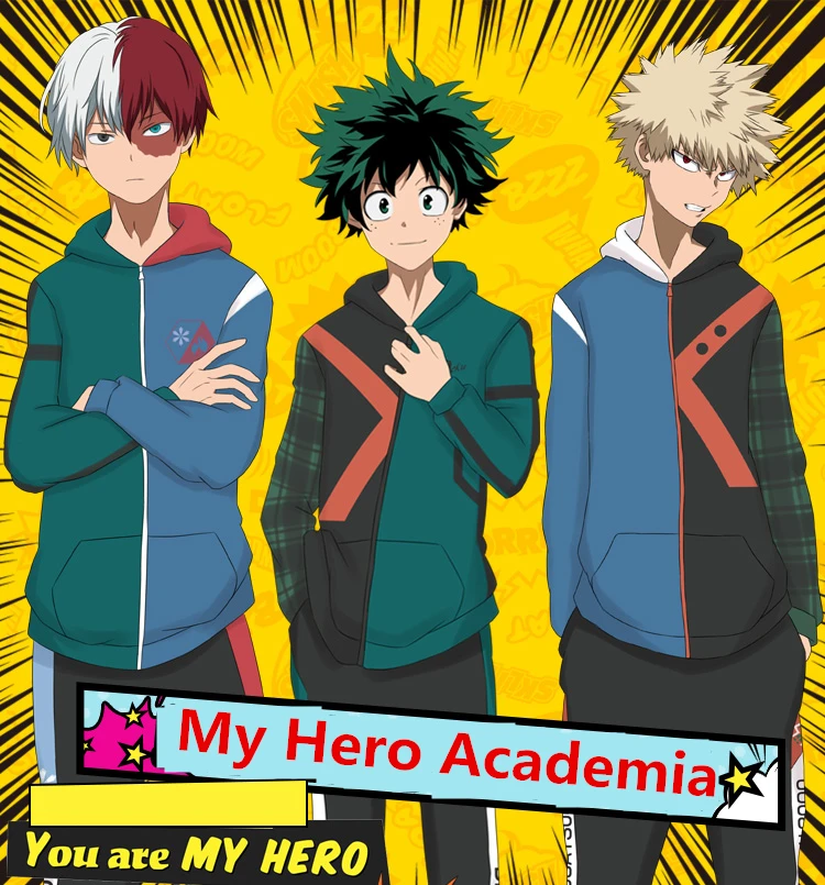 Мой герой Deku мидория изуку Косплэй костюм Bakugou Katsuki хлопковые толстовки с капюшоном толстовк на молнии с капюшоном спортивная куртка