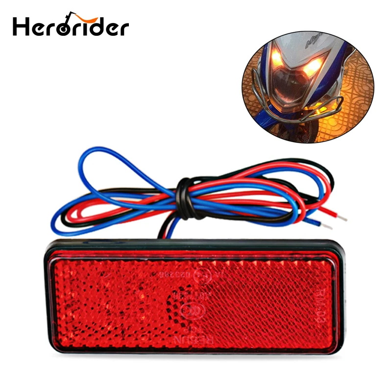 24LED Rectangle Motorcycle Reflector Tail Brake Turn Signal Light Lamp Car ATV LED Reflectors Truck Side Warning Lights