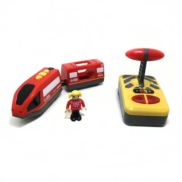 Remote control electric train and truck magnetic link compatible wood track Children remote control car toy Remote magnetic car 6