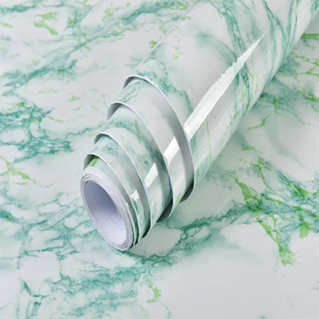 Marble Light Green Velike водостойкая самоклеящаяся бумага, покрытие для шкафа, пленка, контактная бумага, Мраморная деревянная мебель, наклейки для украшения кухни - Цвет: Marble Light Green