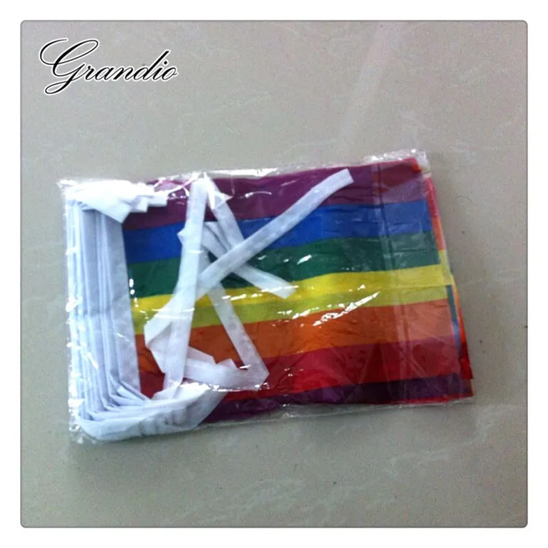 Висячий Радужный Флаг ЛГБТ 14x21 см полиэстер 15 штук 4 м длина жесть для геев домашний декоративный с рисунком флаги и баннеры