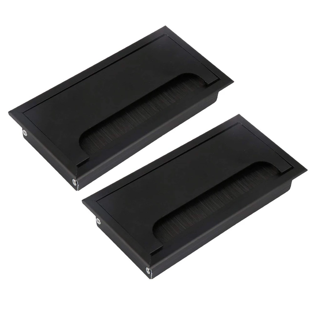 Description Picture 5 of itemABS L 160mm Table Desk Rectangle Wire Cable Grommet Hole Cover Outlet Port with Black Brush