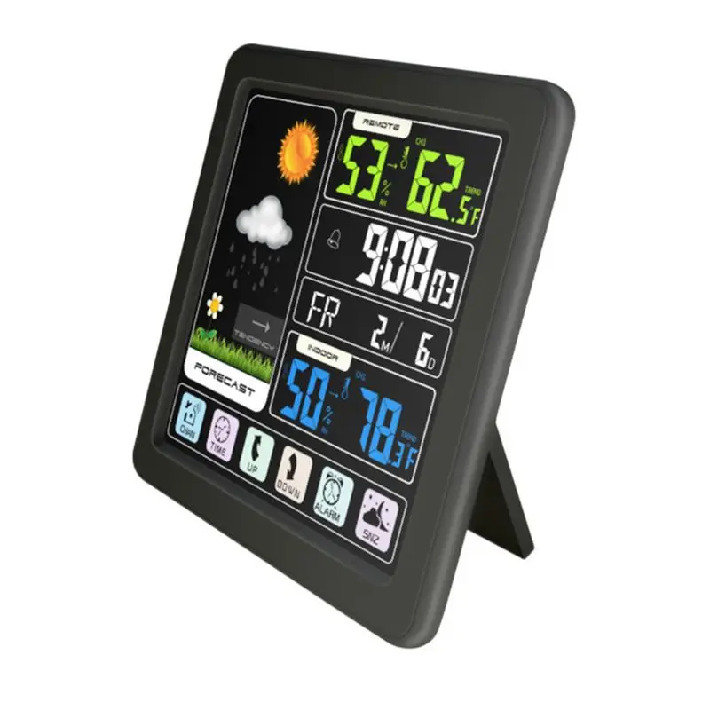 ЖК-цифровой сенсорный экран метеостанция часы термометр гигрометр беспроводной Голосовое управление