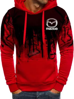 

free shipping High-quality new Hoodies Men Mazda Car Logo Print Casual HipHop Gradient color Hooded Mens Fleece Sweatshirts Man