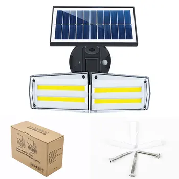 

80LED Solar Light Dual Head Solar Lamp PIR Motion Sensor Spotlight Waterproof Outdoor Adjustable Angle For Garden Wall 1pc