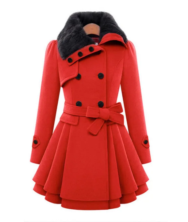 Новое Стильное женское платье в европейском и американском стиле, приталенная шерстяная куртка средней длины, двубортное плотное пальто+ пояс