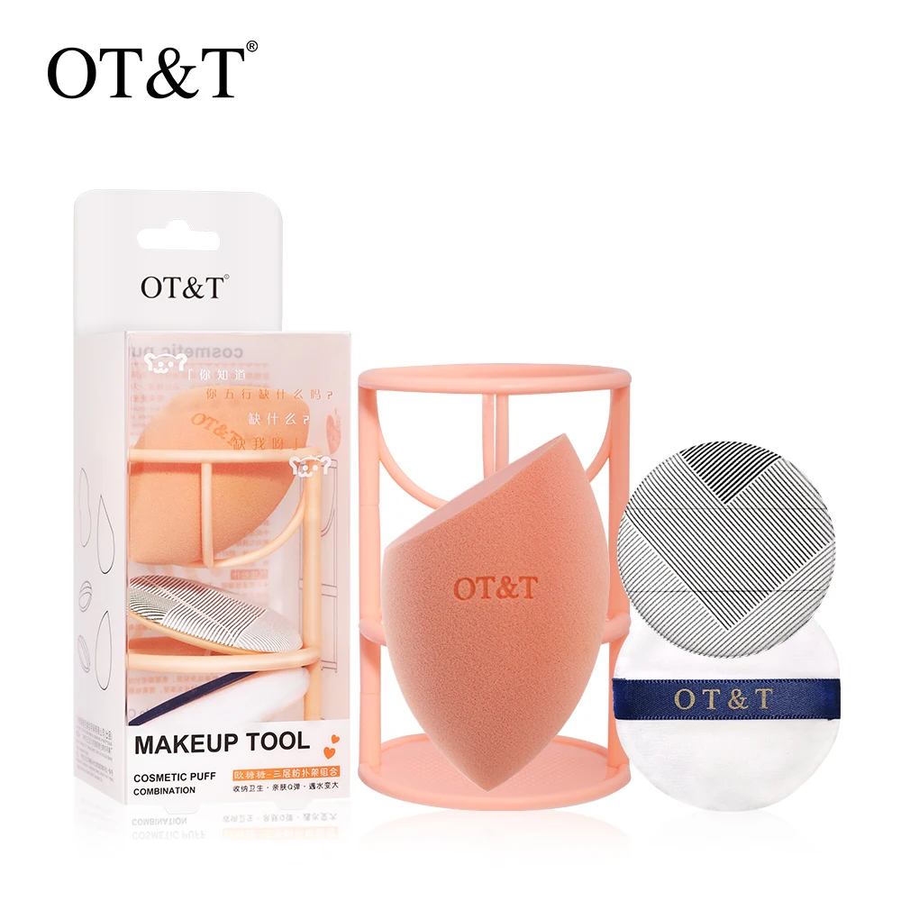 

OT&T 3pcs Makeup Sponge Cosmetic Puff Powder Smooth Cosmetic Makeup Sponge Puff with Makeup Sponge Holder