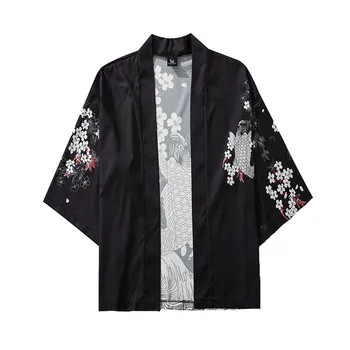 

The most handsome shirt! Summer Japanese Five Point Sleeves Kimono Mens And Womens Cloak Jacke Top Blouse рубашка Purchasing