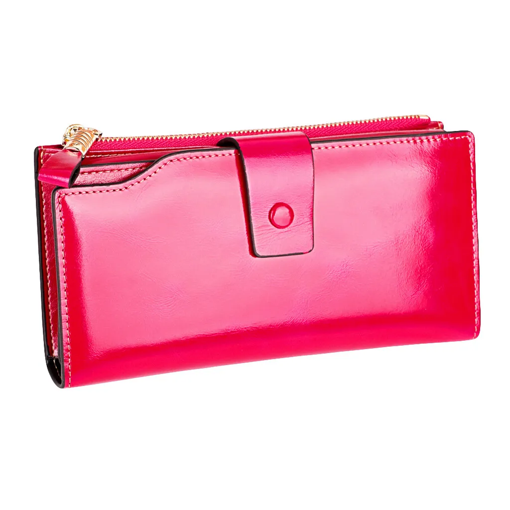 Hot Pink Минималистичный женский кошелек, роскошный кожаный кошелек на молнии, кошелек для монет, держатель для карт, сумочка для пожилых, мульти-карта, кошелек, квадратный клатч, А4 - Цвет: Hot Pink