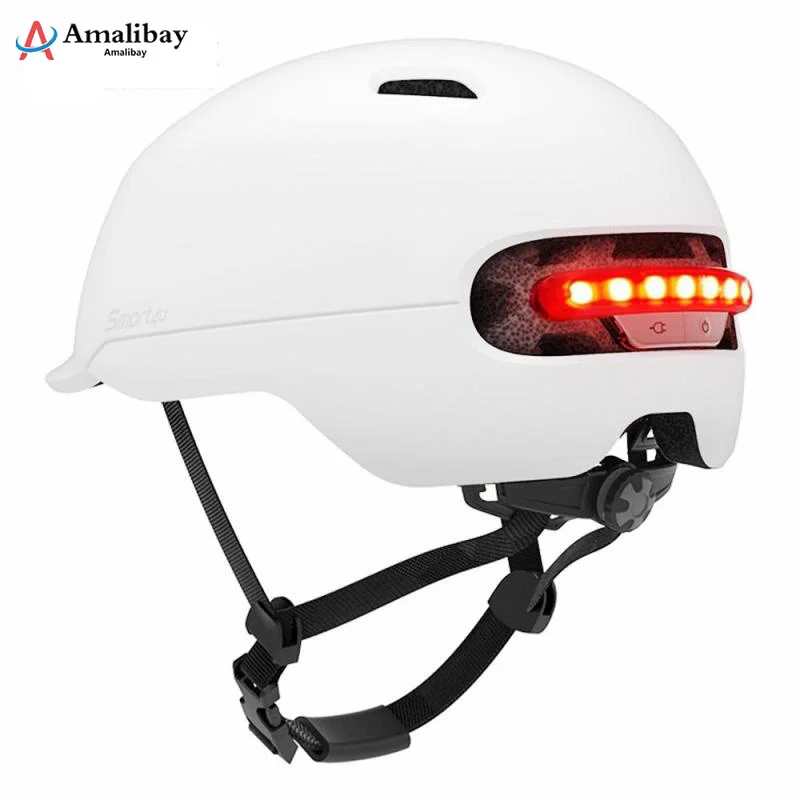 Электрический скутер защитный шлем с Предупреждение светильник для Xiaomi M365 профессиональный самокат электрический скейтборд Ninebot Es1 E2 Mijia M365 скутер Запчасти - Цвет: Белый