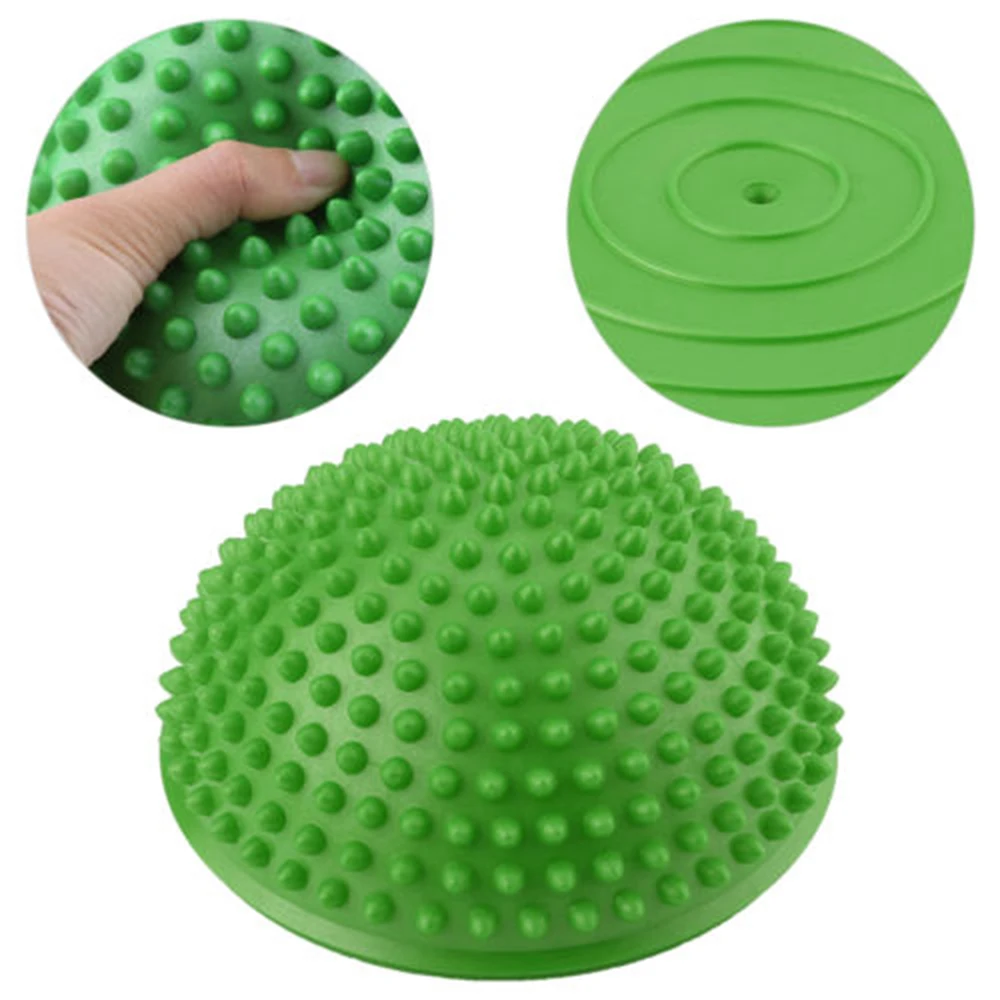 Green Yoga Half Ball Dome Balance Trainer Anti-Slip Hedgehog Exercise Balance Ball Agility Training for Gym Yoga Pilates