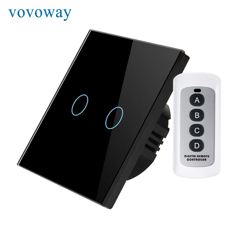 Vovoway EU Touch switch RF433MHz wireless remote control light switch interrupter 1gang AC110V 220V Single wire control
