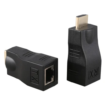 

4K 3D HDMI 1.4 30M Extender to RJ45 Over Cat 5e/6 Network LAN Ethernet Adapter