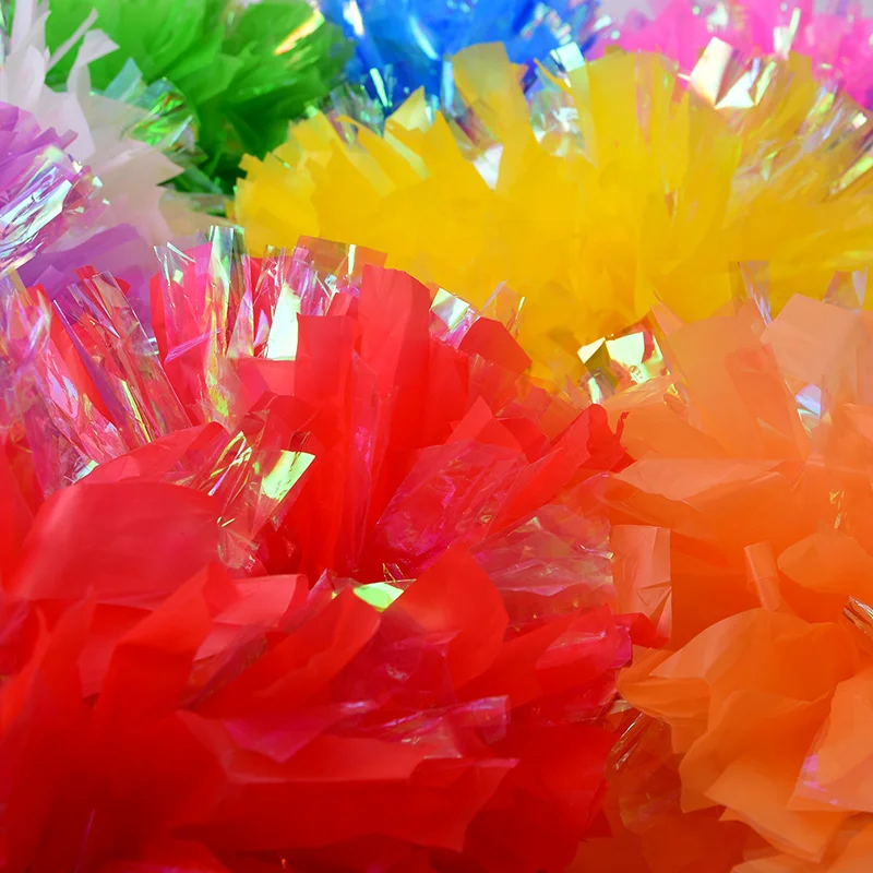 Cheerleading Pom Poms 2pcs Rainbow Plastic Cheerleader Pom Ppom Girl Cheer Refueling Props Cheerleading Pompon Pompoms Baton Hhandle NonFading