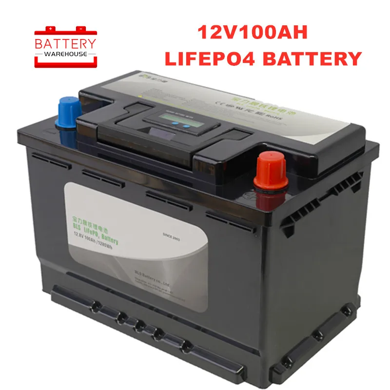 12v 100Ah Deep Cycle Lifepo4 Lithium Iron Phosphate battery pack BMS Built-in for Golf cart EV RV Solar energy storage battery