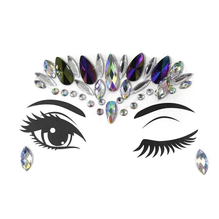7  Colorful Rhinestone Face Stickers For Women Party Decor Face Eye Drill Stick Acrylic Face Sticker Diamond Crystal Drill Sticker