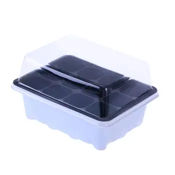 

10 Pack Seedling Tray Seed Starter Tray With Dome And Base 12 Cells For Gardening Bonsai Seedling Box- White