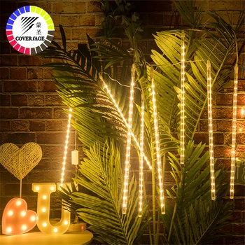 Coversage Fairy Kerst Licht Led String Decoratieve Verlichting 30Cm 50Cm Outdoor Garland Meteor Shower Rain Tube Decoraties