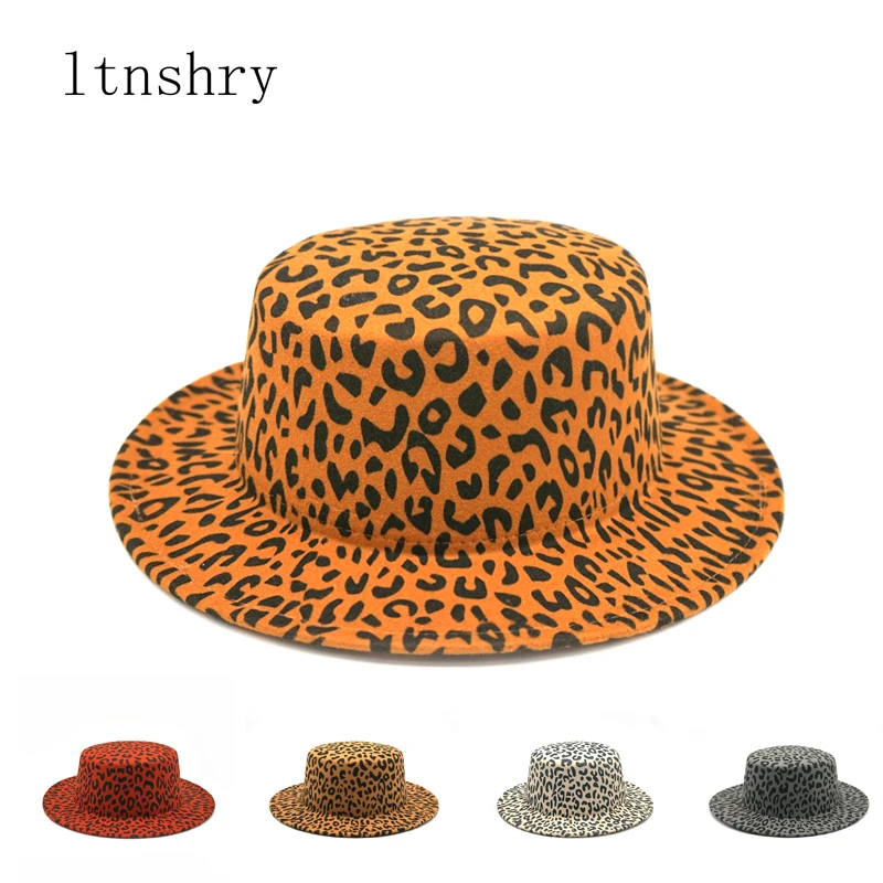 Шляпа круглая унисекс брендовая винтажная Федора с леопардовым принтом в стиле