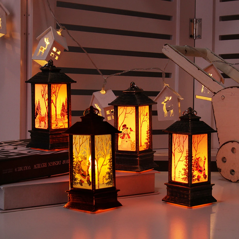 

Christmas Castle Lights Christmas Decorations Castle Light Lamp Party Hanging Decor LED Lantern Xmas Christmas Tree Ornaments