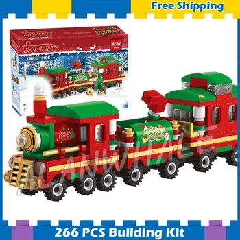

266pcs Creator Winter Holiday Christmas Train Locomotive Carriages 25524 Model Building Blocks Toys Bricks Compatible With Lago