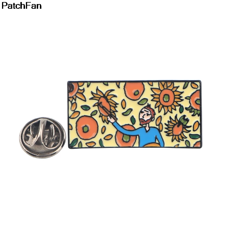 Patchfan Винтаж &quotВан Гог&quot &quotПодсолнухи Картина маслом шпильки рюкзак одежда