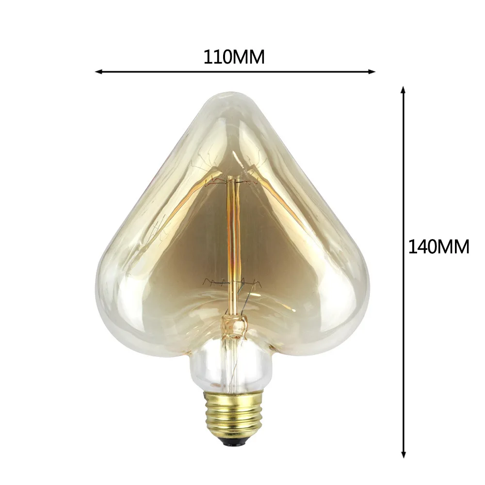 Peach Heart Tungsten Antique Lamp Peach Heart Restaurant Holiday Creative Retro Decorative Lights 110V 40W E27