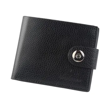 

Fashion Men's Solid Color Classic Leather Retro Style Card Package Button Waterproof Strong Wear Double Leather Wallet #BL1