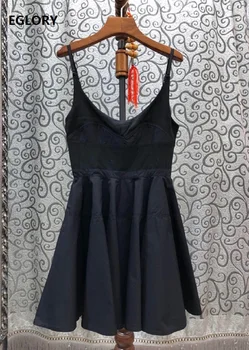 

2020 Summer Fashion Dress High Quality Ladies Spaghetti Strap Sleeveless A-Line Casual Black Blue Pink Dress Sexy Club Wear