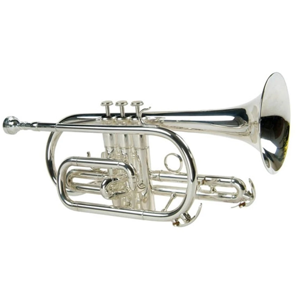 Silver plated Cornet Brass body and tuning pipe Tone Bb