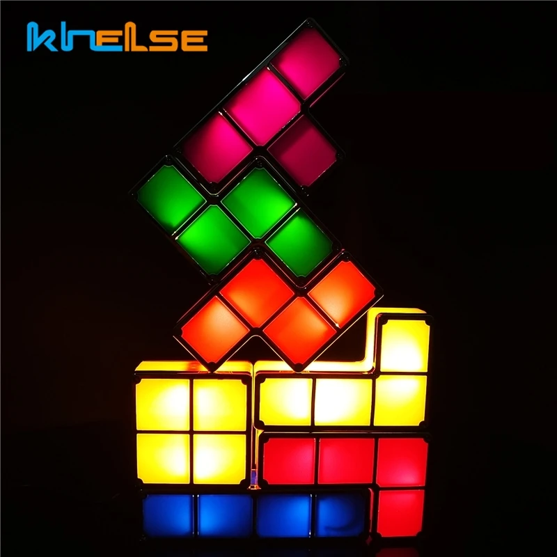 

DIY Tetris Puzzle Light Led Stackable Constructible Block Desk Lamp Retro Game Tower Night Light Baby Toy Colorful Brick 3D Lamp