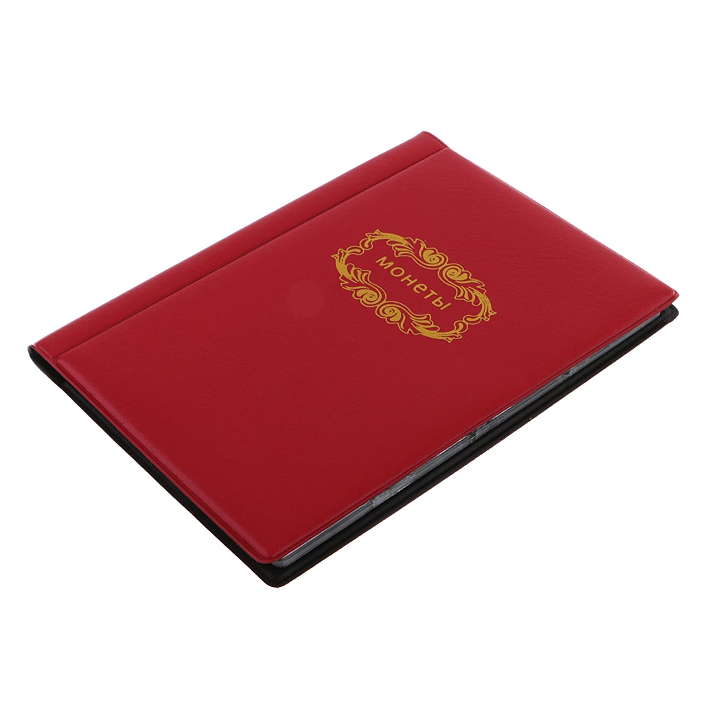 Red as described 120 коллекционирование монет карманы для хранения папка альбом книга 10 страниц 27,5 мм - Цвет: Red as described