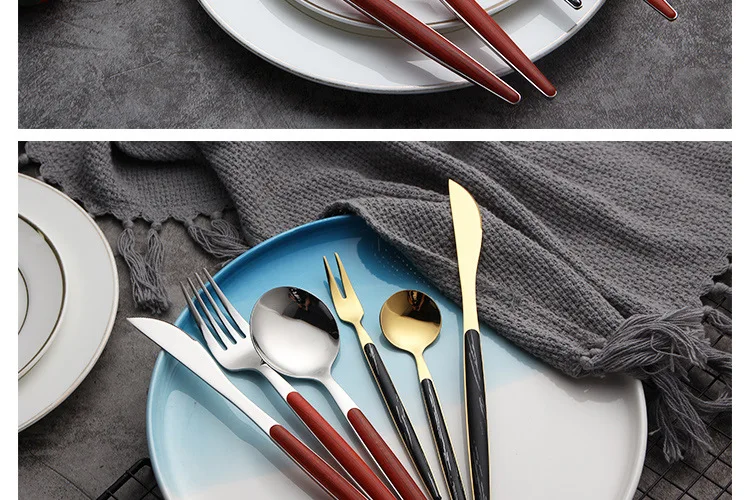 304 Stainless Steel Tableware Set Hotel Restaurant Knife, Fork And Spoon Clamping Handles Portugal Convenient West Tableware Thr