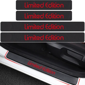 

4Pcs Car Door Sill Decorative Scuff Plate Guards Carbon Fiber Door Threshold Sticker Limited Edition Badge Universal Car Decal
