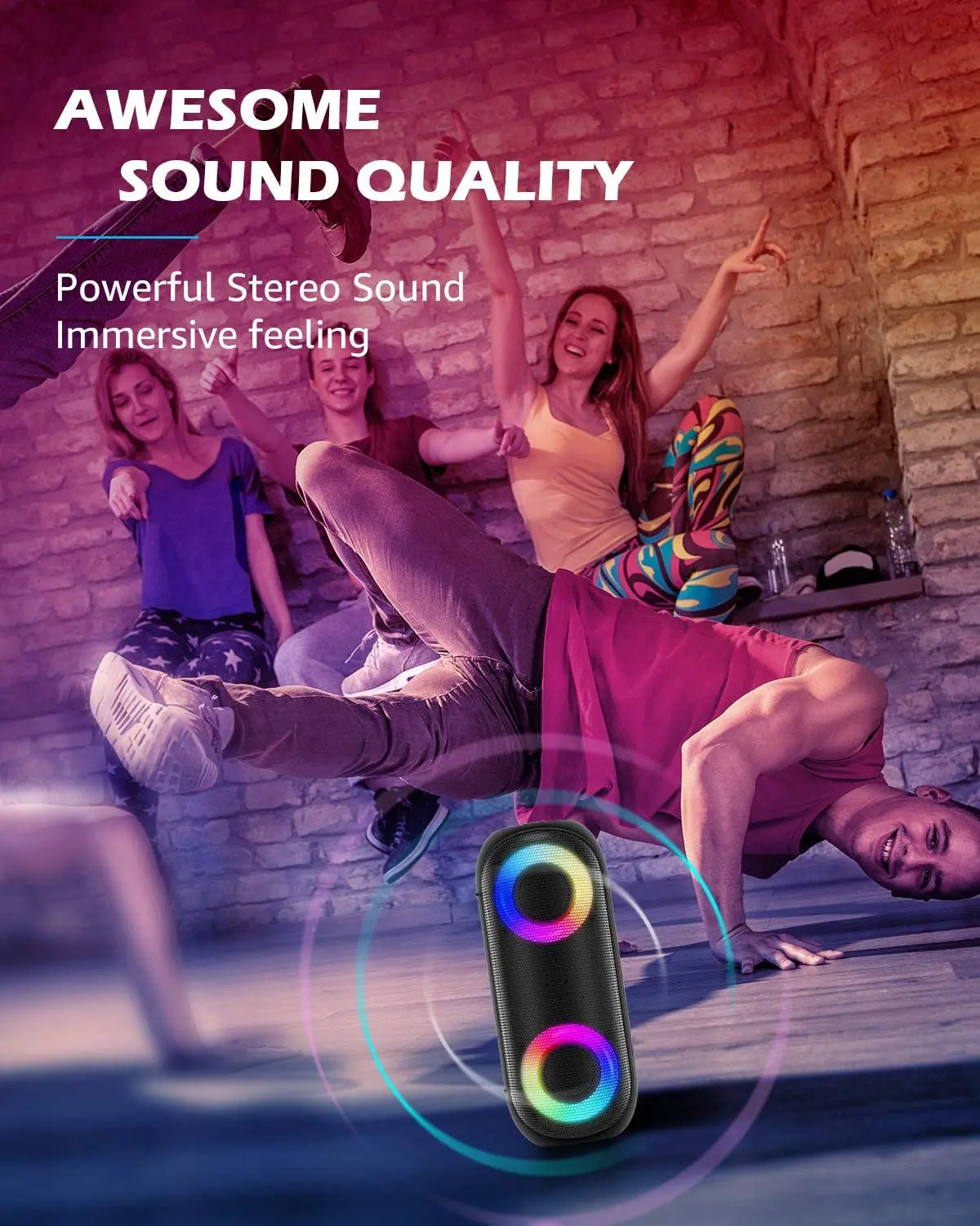 XDOBO VIBE 50W Portable Wireless Bluetooth Speaker BT 5.0 DYNAMIC RGB Light Audio Bass Waterproof Cylindrical Subwoofer Speaker