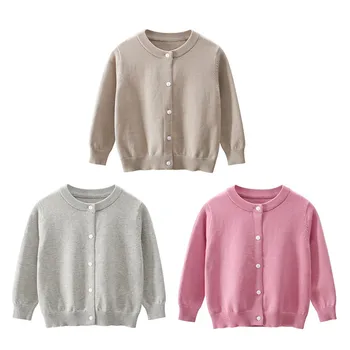 

Kids Girl Boy Crewneck Lightweight Button-up Cardigan Cotton Knit Sweater Casual Outerwear School Uniforms Cardigans New Arrival