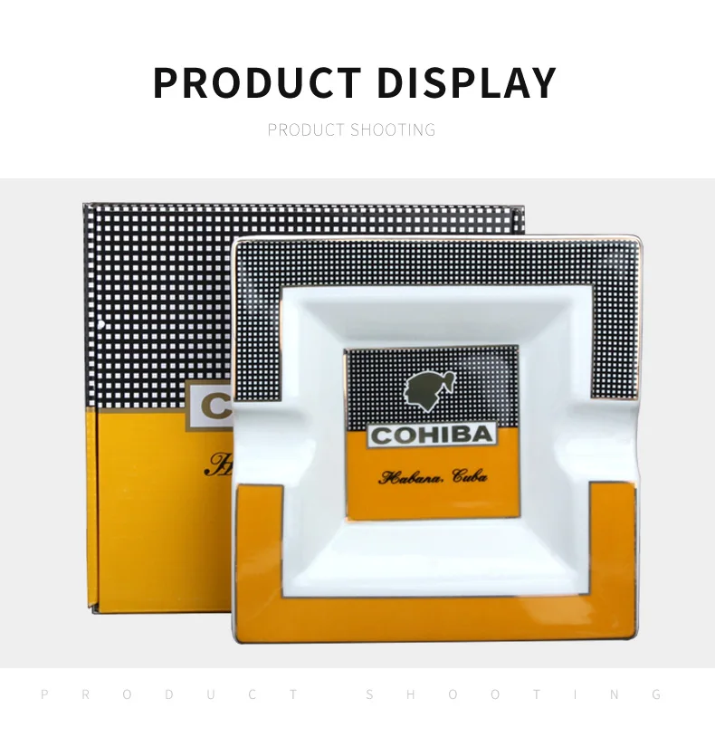 COHIBA Квадратная Пепельница для сигар керамические аксессуары для сигар 2 держателя для сигарет гаджеты пепельница с подарочной коробкой