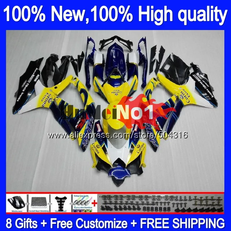 Корпус для SUZUKI GSXR-750 GSXR 600 750 GSXR600 GSX-R750 желтый CORONA 17MC. 15 GSXR-600 K8 GSXR750 2008 2009 2010 08 09 10 обтекатель