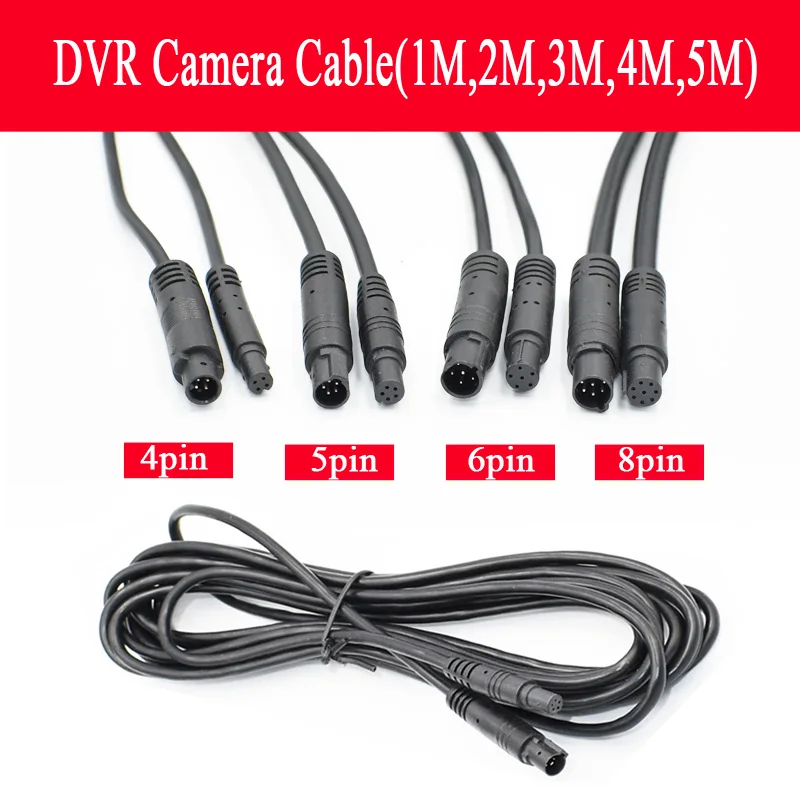 4Pin 5Pin 6Pin Car DVR Camera Extension Cable HD Monitor Vehicle Rear View/Back Up Camera Wire Male to Female Connector Cord