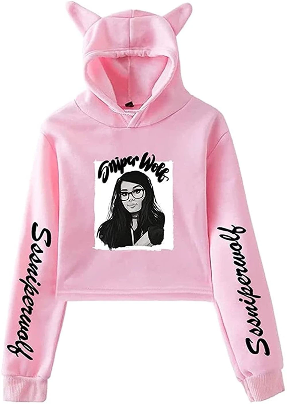SSSniperWolf Merch Pullover Cat Cropped Hoodie Crop Top Women's Hoodie